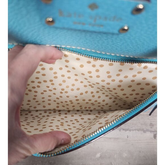 Kate Spade Maeda Wellesley Windsor Rolled Top Handle Satchel In Turquoise - Picture 6 of 9